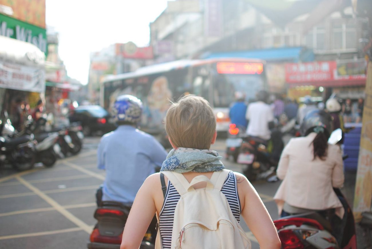 Traveller exploring a bustling city
