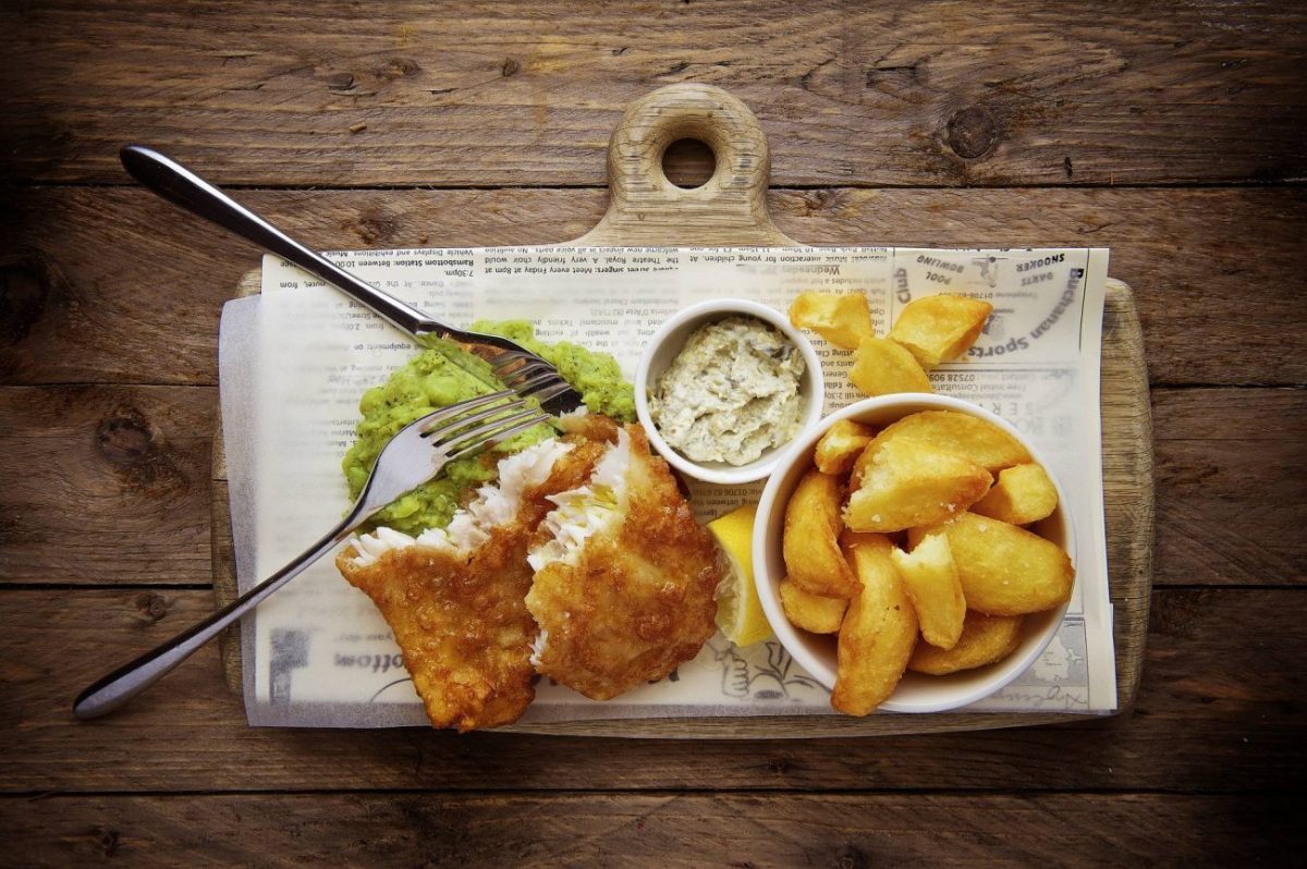 Fish and chips by the British seaside