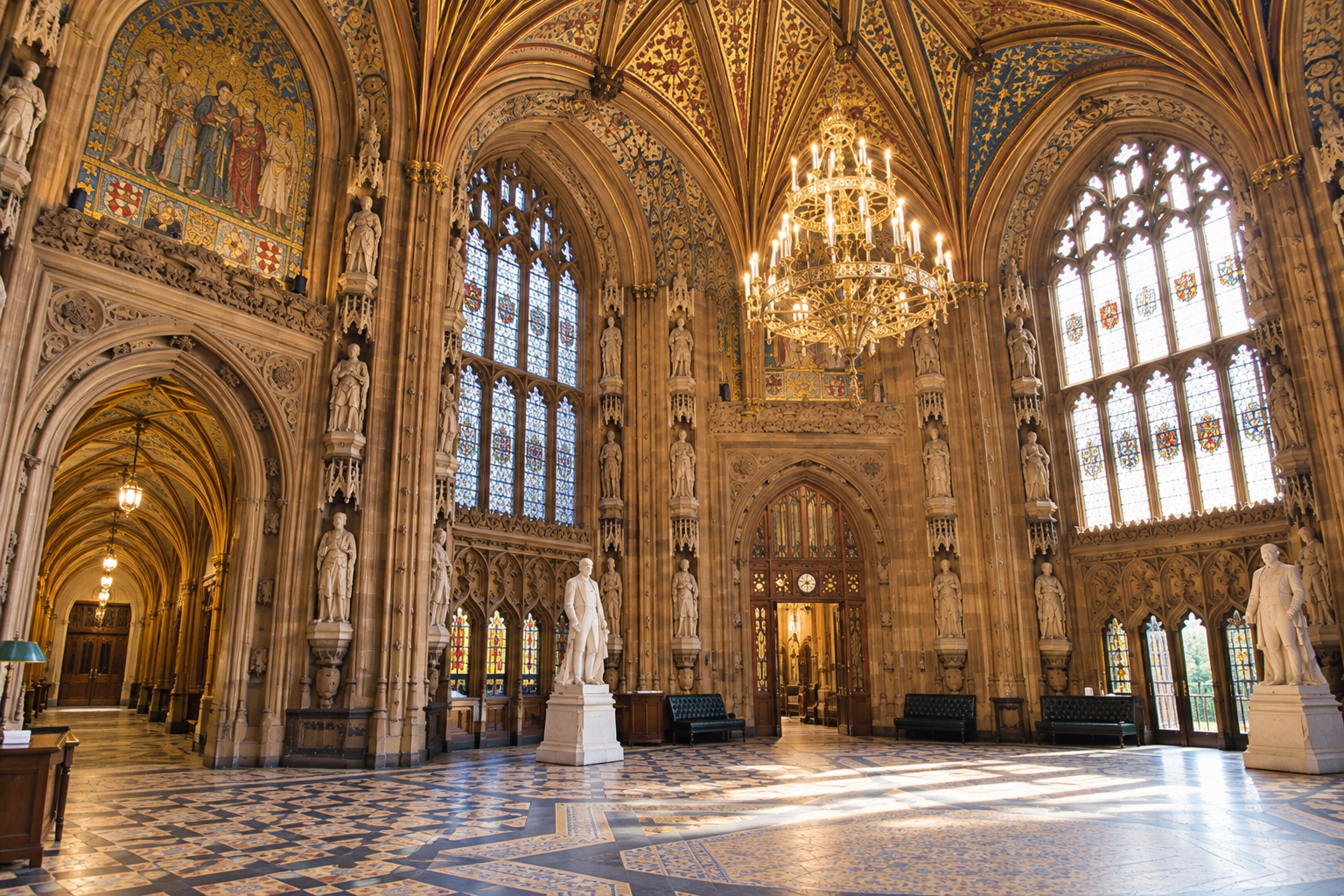 the central lobby room in the houses of parliament in london the central lobby room in the houses of parliament in london