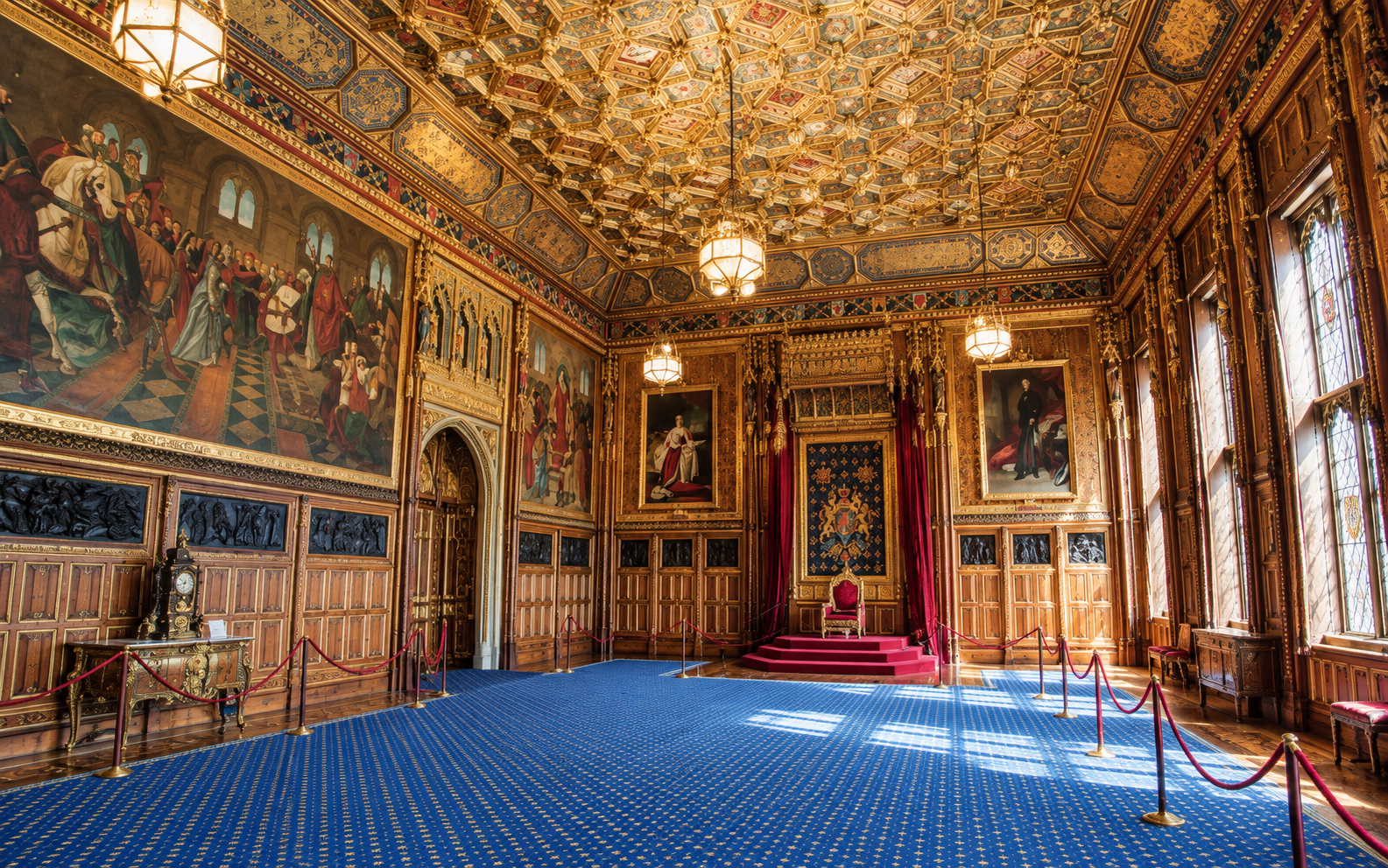 the queens robing room in the houses of parliament in london the queens robing room in the houses of parliament in london