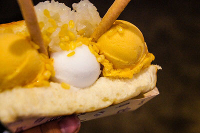 Durian fruit ice cream at Asiatique in Bangkok