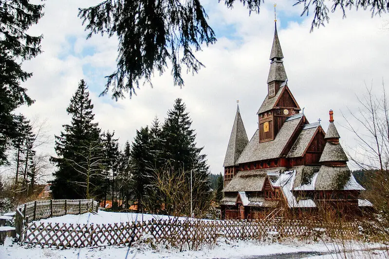 Harz Mountains Must see places in Germany in Winter Gustav Adolf Stave Church