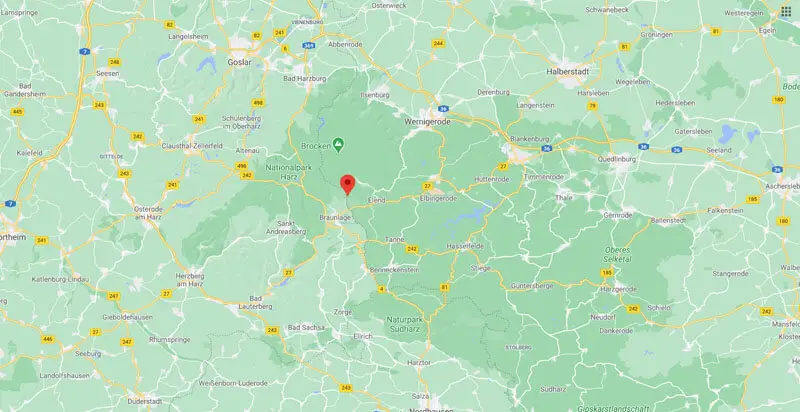 Harz Mountains Must see places in Germany in Winter map