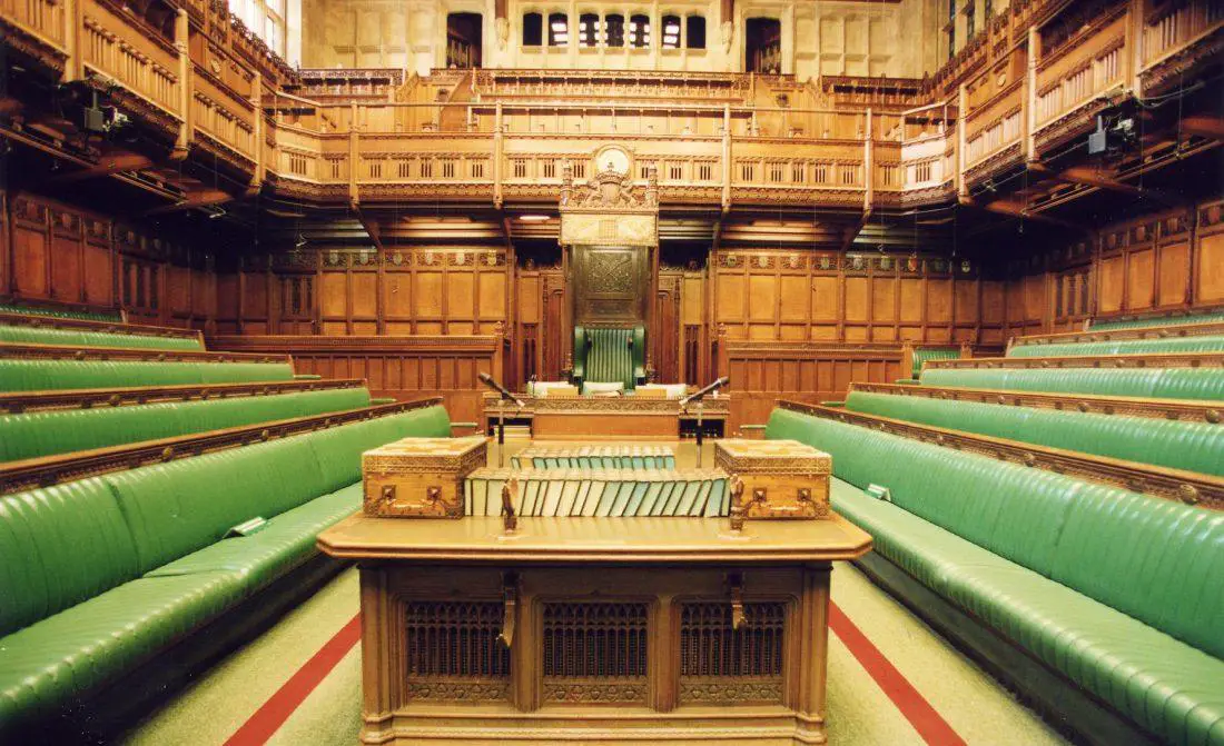 central view of the house of commons in the houses of parliament in london central view of the house of commons in the houses of parliament in london