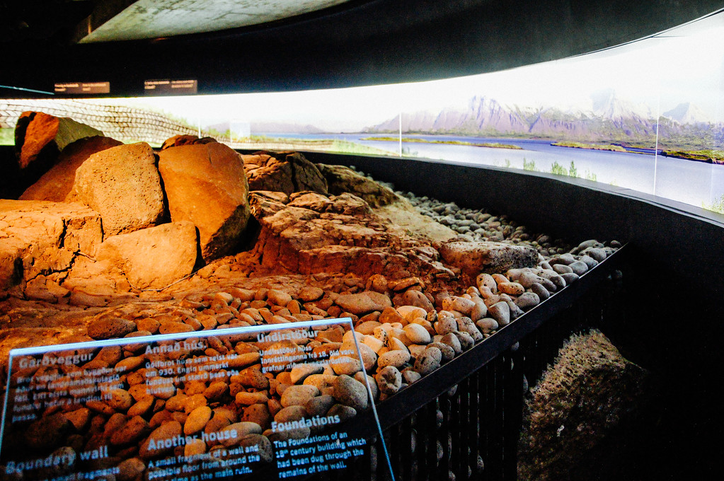 Foundation of the earliest viking hall in the Settlement Museum Reykjavík