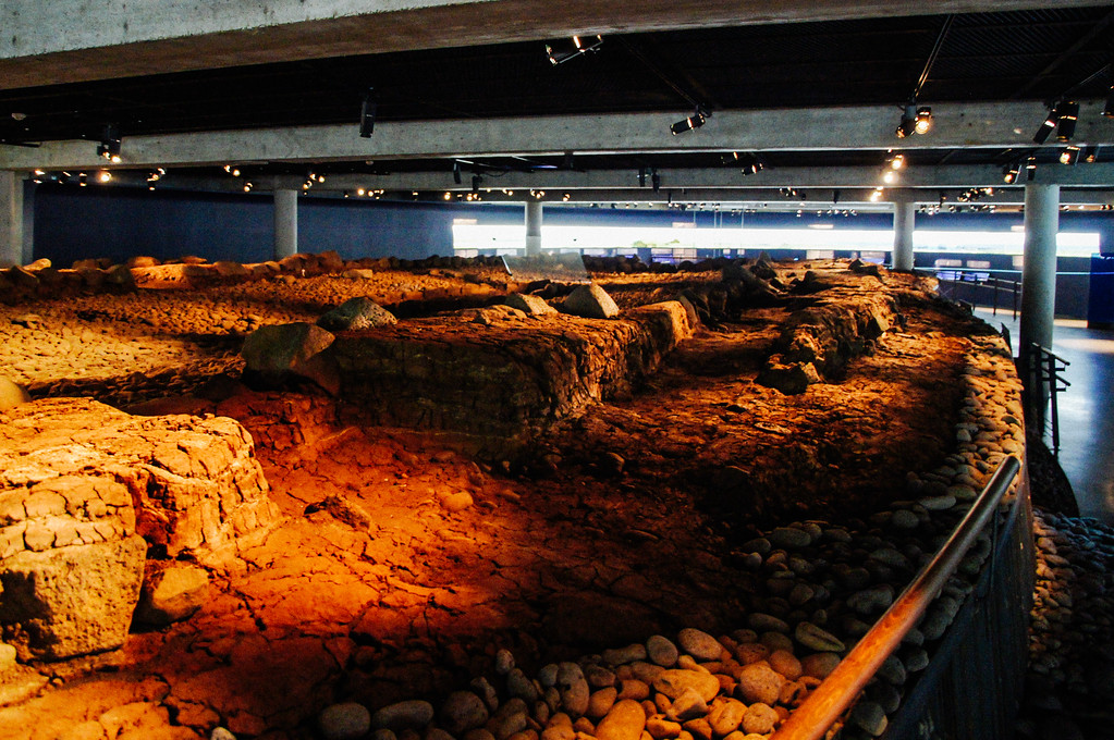 Foundations of the earliest viking hall in the Settlement Museum Reykjavík