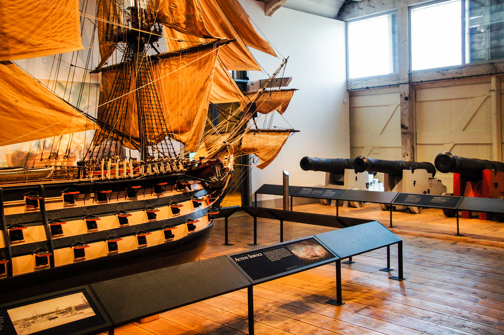 gigantic model ship in the command of the ocean exhibit at the historic dockyard chatham
