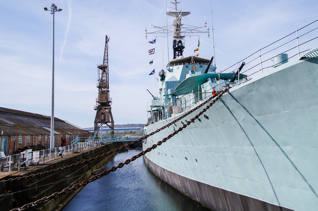 hms cavalier from outside at the historic dockyard chatham
