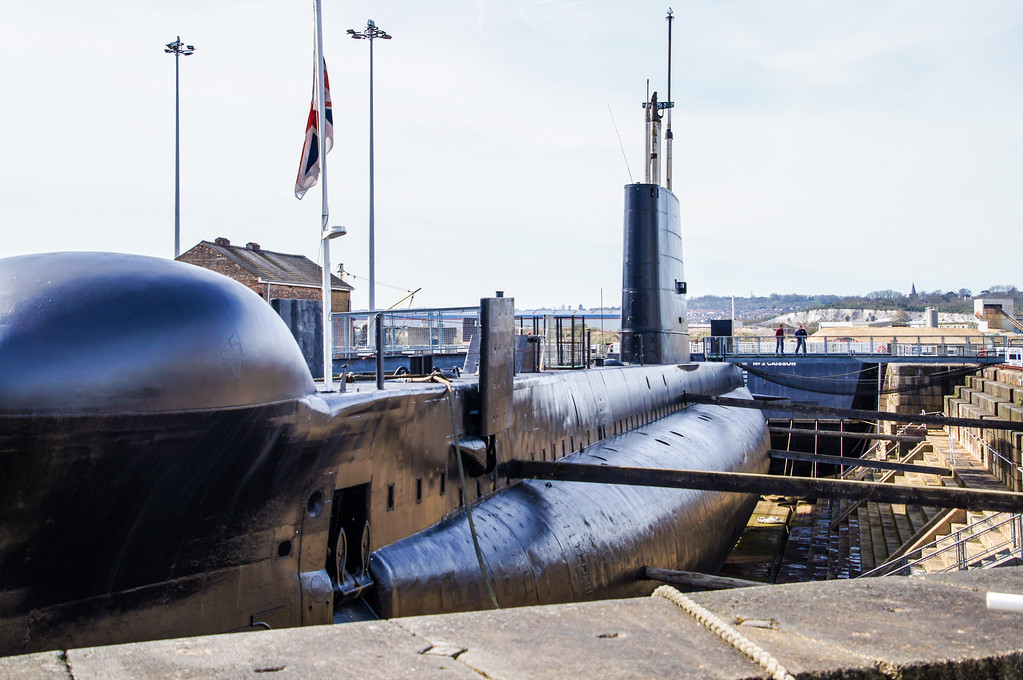 hms ocelot submarine from outside at the historic dockyard chatham