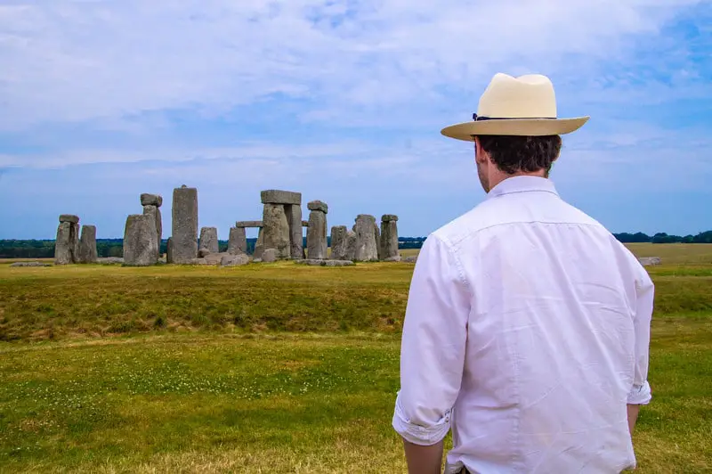 husband looking at stonehenge from afar