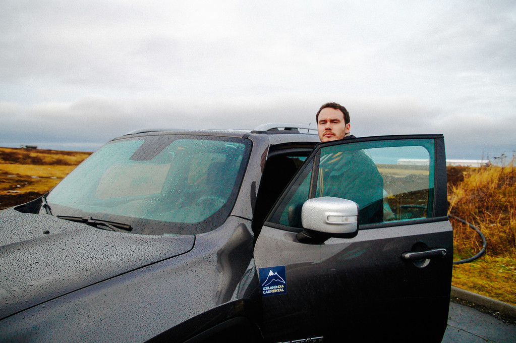 Gary opening the door of our rental Jeep in Iceland