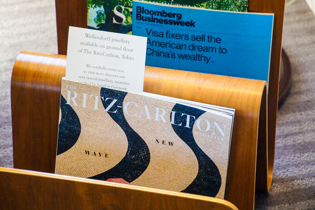 Magazines in living room at the Ritz-Carlton Tokyo