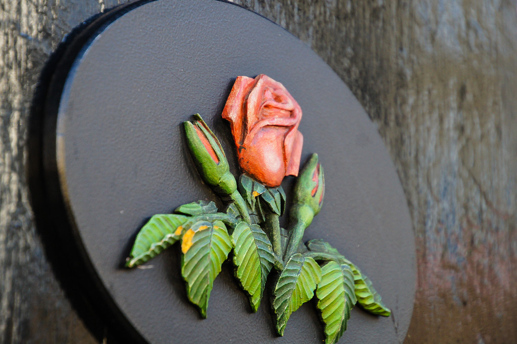rose wooden door sign in old shanklin on the isle of wight Rose wooden door sign in old shanklin on the isle of wight