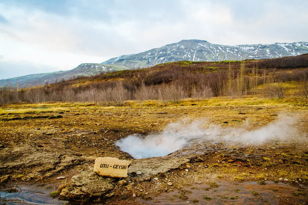 small Geysir at the natural geothermal area beside the Hvita Rive