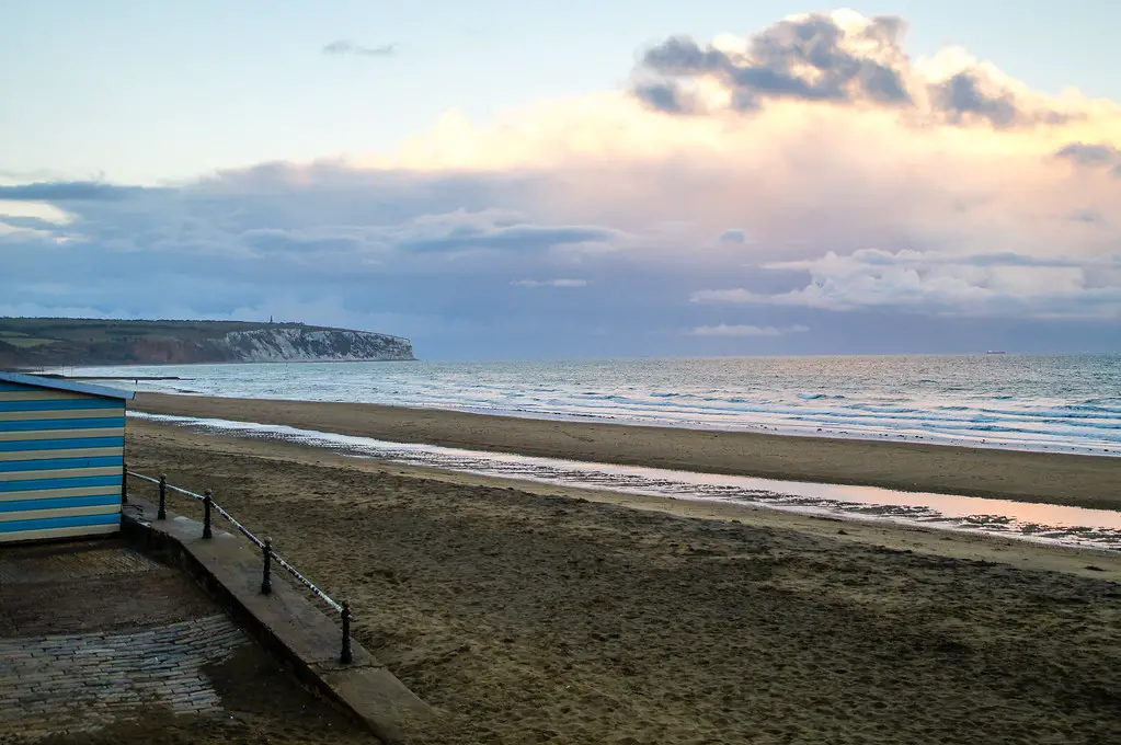sunset on the beach in sandown on the isle of wight