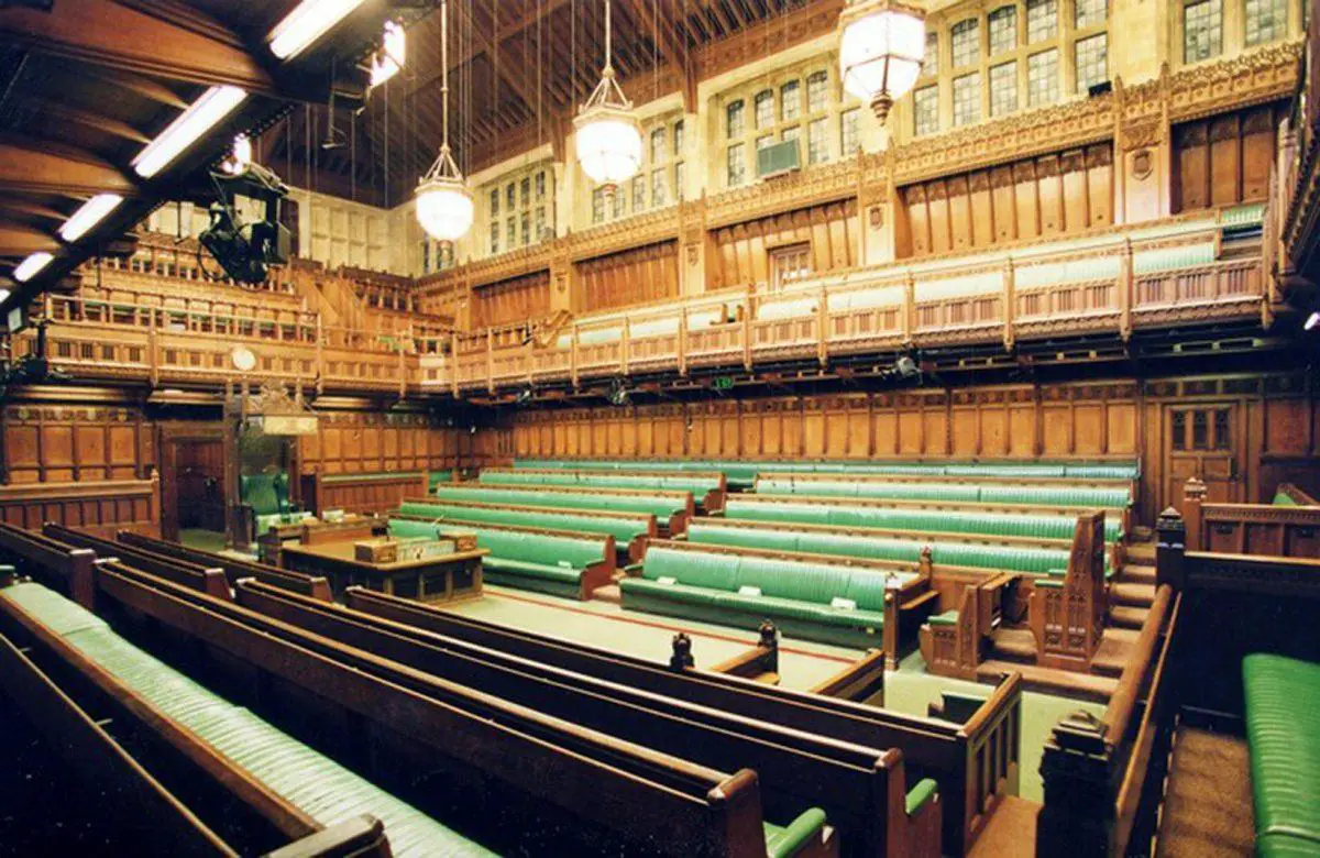 the house of commons in the houses of parliament in london