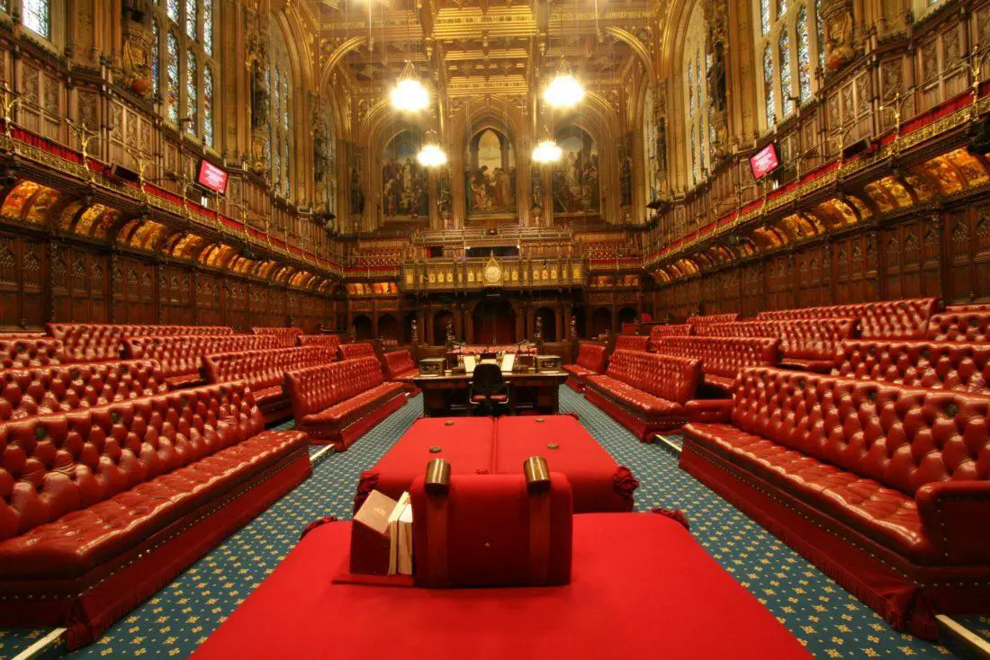 the house of lords in the houses of parliament in london