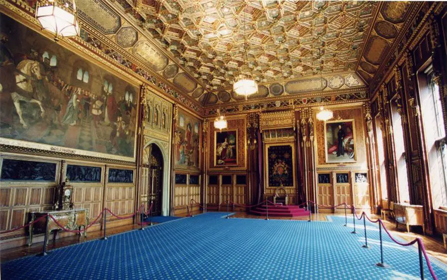 the queens robing room in the houses of parliament in london
