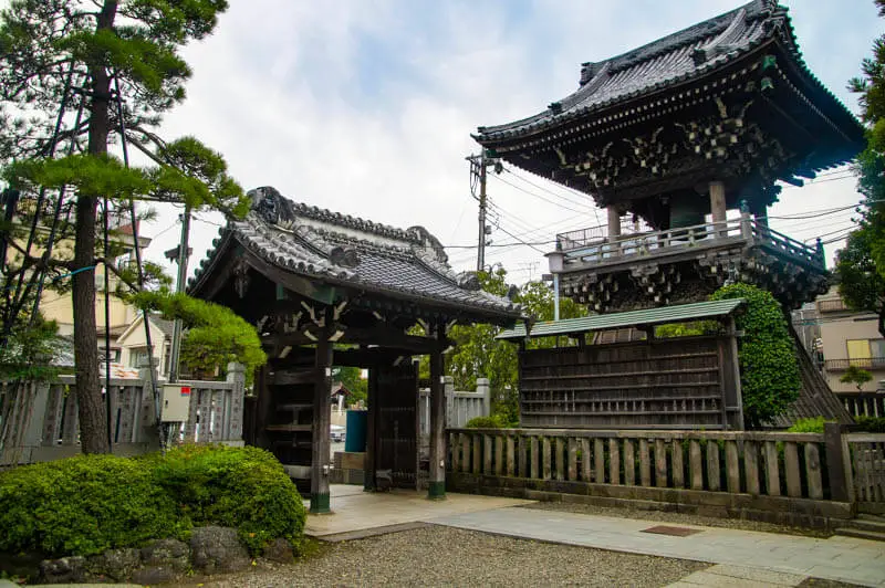 wooden entrance gate of Shibamata Taishakuten Temple in Shibamata