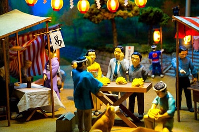 Miniature festival scene at the Tora-san Museum