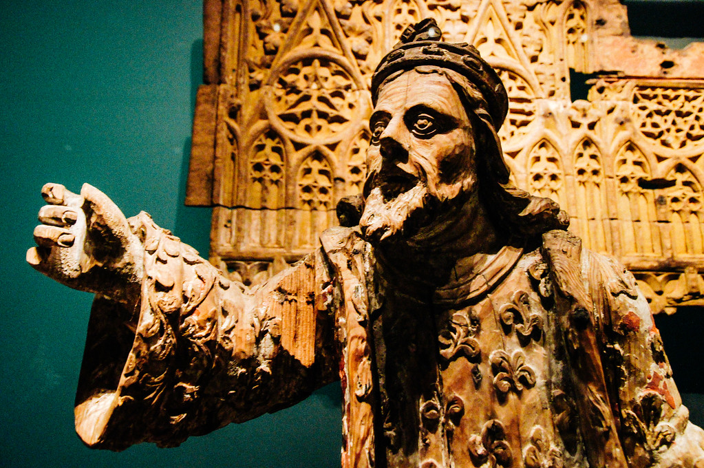 Wooden sculpture at the National Museum of Iceland