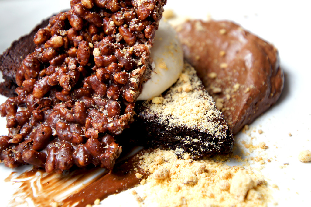 Bitter Chocolate Tart with Chocolate mousse and rice krispies at no1 duke street richmond london part 1