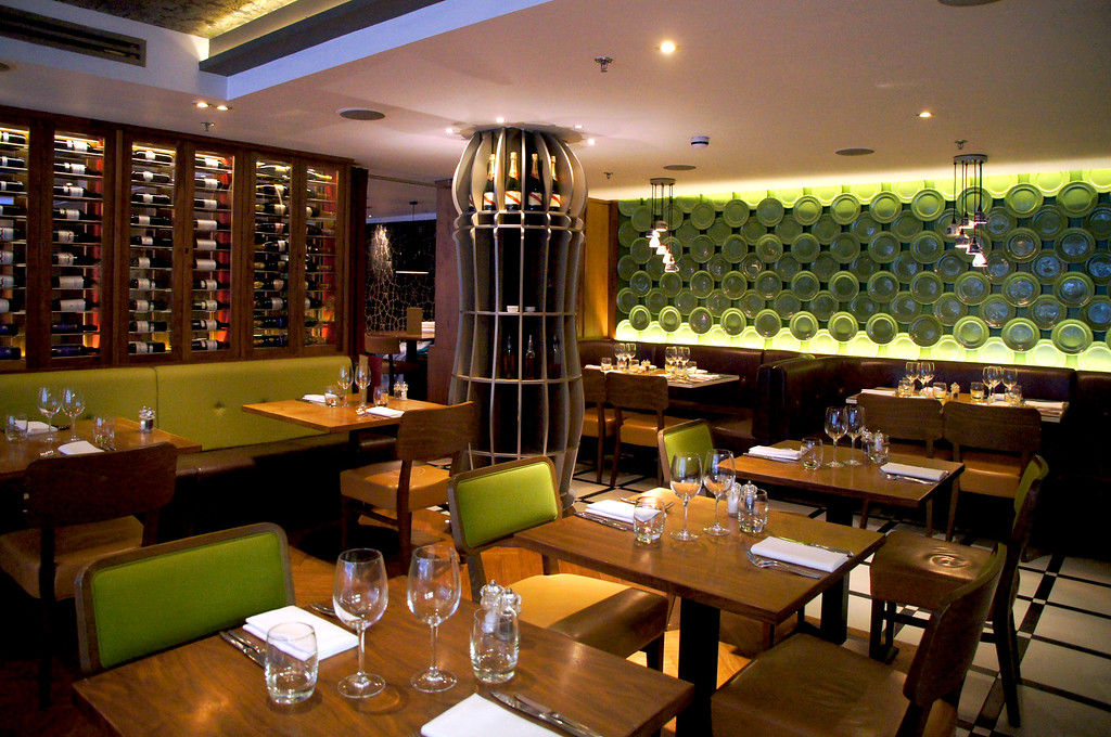 Interior of rocket italian fusion restaurant in london Interior of rocket italian fusion restaurant in london
