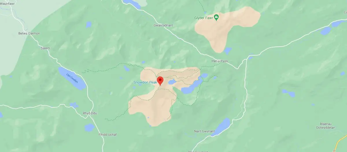 Miners track mount snowdon location map