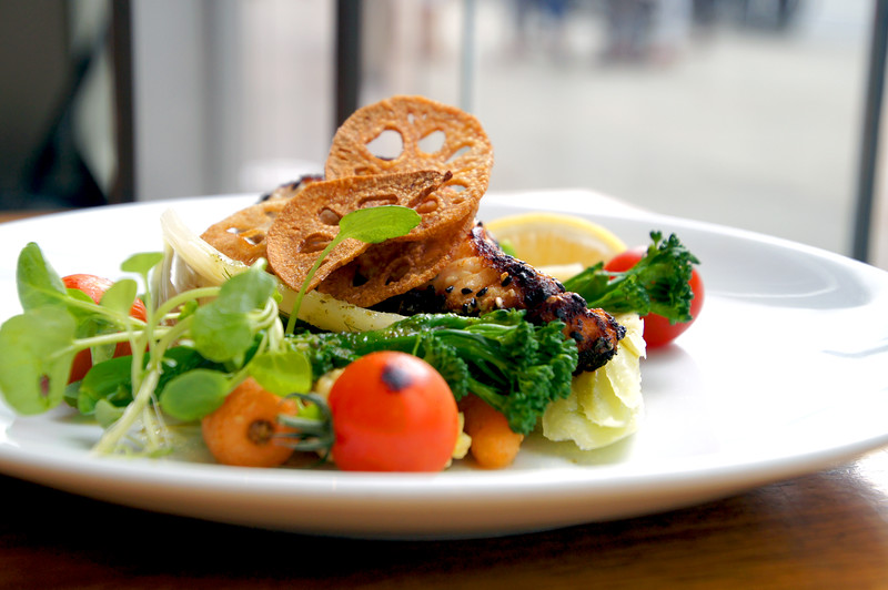 Miso Salmon Fillet with Lotus Root Crisps at rocket italian fusion restaurant in london picture 2 Miso Salmon Fillet with Lotus Root Crisps at rocket italian fusion restaurant in london picture 2