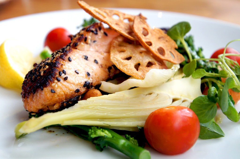 Miso Salmon Fillet with Lotus Root Crisps at rocket italian fusion restaurant in london picture 3 Miso Salmon Fillet with Lotus Root Crisps at rocket italian fusion restaurant in london picture 3
