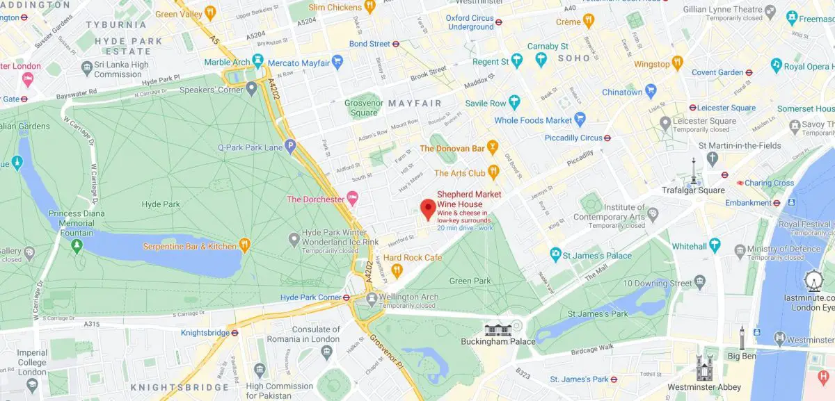 Shepherd Market Wine House London location map Shepherd Market Wine House London location map
