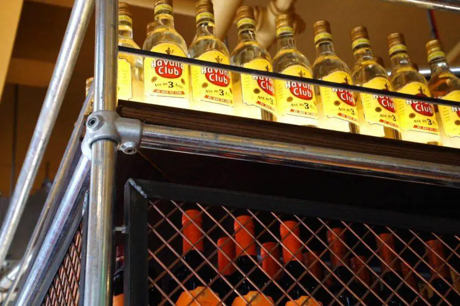 alcoholic drinks displaid in las iguanas latin american restaurant on brunswick square in London