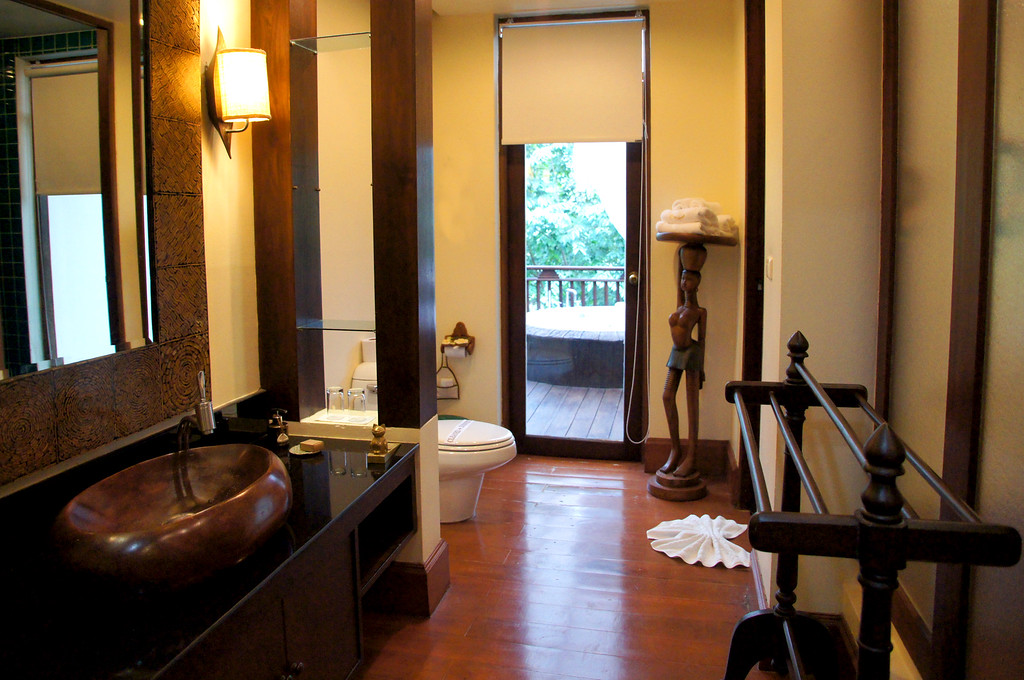 bathroom in private villa at panviman chiang mai in thailand Bathroom in a private villa at Panviman Chiang Mai Spa Resort