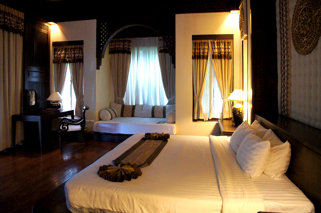 bedroom in private villa at panviman chiang mai in thailand Bedroom in a private villa at Panviman Chiang Mai Spa Resort