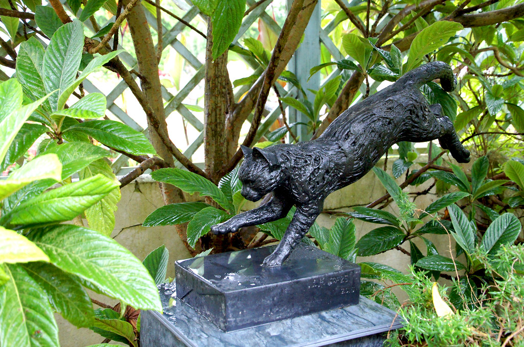 cat statue in mediterranean gardens of borde hill gardens Cat statue in mediterranean gardens of Borde Hill Garden