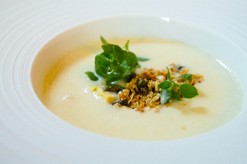 Celeriac velouté at Ormer restaurant in St Helier, Jersey