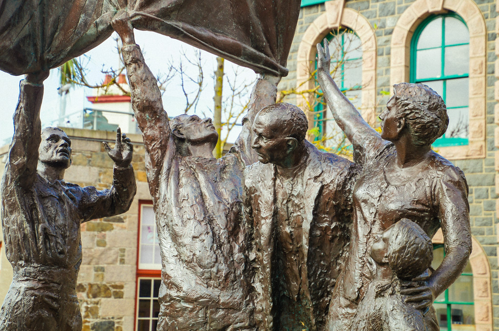 Liberation Square statue in St Helier, Jersey