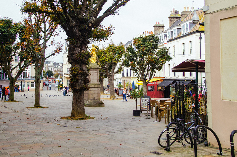 French-style square in St Helier, Jersey