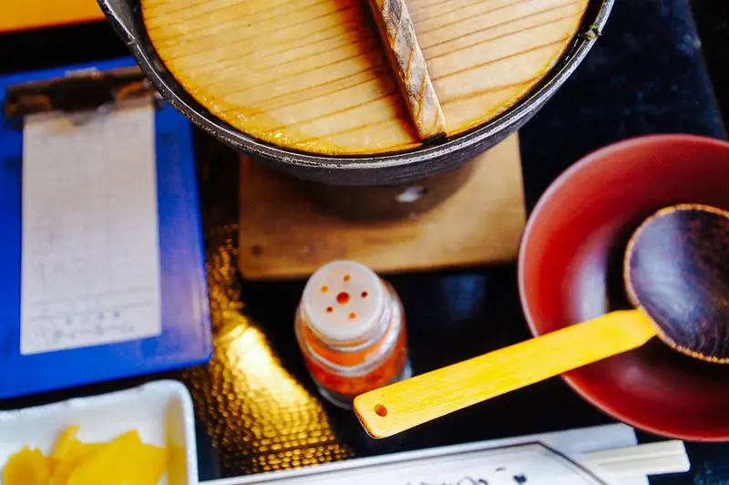 houou noodles for lunch on Lake Kawaguchiko near Tokyo Japan