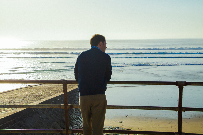 Gary looking across St Ouen's bay in Jersey