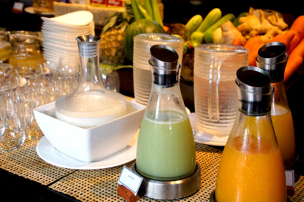 juice on breakfast bar at 137 pillars house in chiang mai thailand