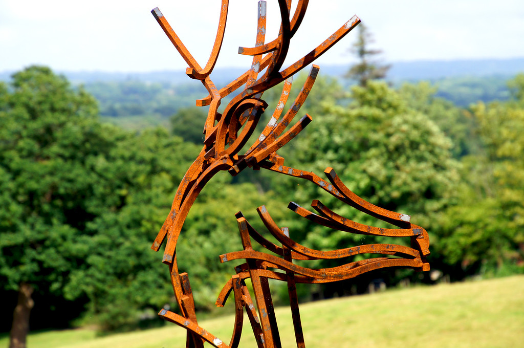 metal sculpture of stag at borde hill gardens Metal sculpture of stag at Borde Hill Garden