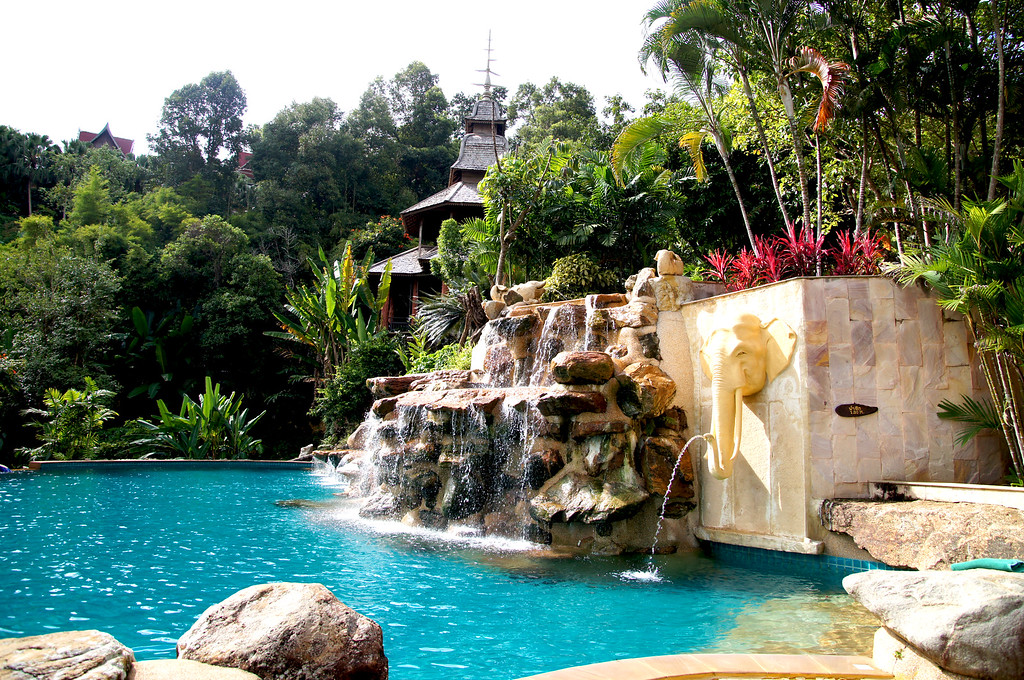 pool area at panviman chiang mai in thailand Pool area at Panviman Chiang Mai Spa Resort