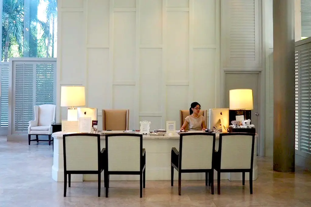 reception desk at the oriental residence in bangkok thailand reception desk at the oriental residence in bangkok thailand