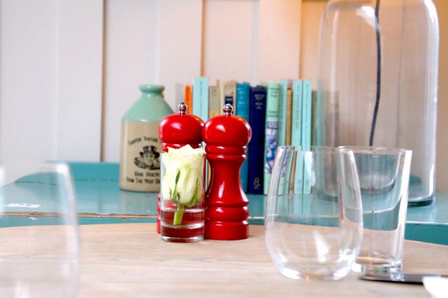red pepper and salt mill in restaurant of the bel and dragon in odiham