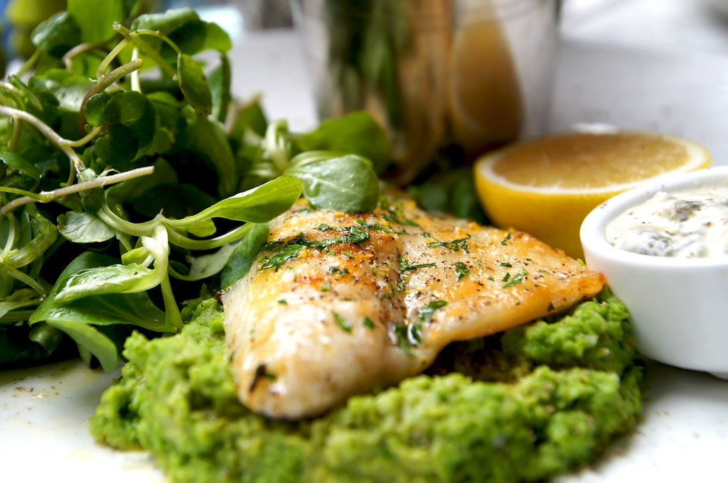 seabass pea puree and chips at no1 duke street richmond london picture 1