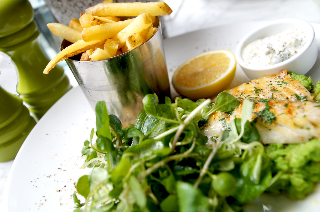 seabass pea puree and chips at no1 duke street richmond london picture 2