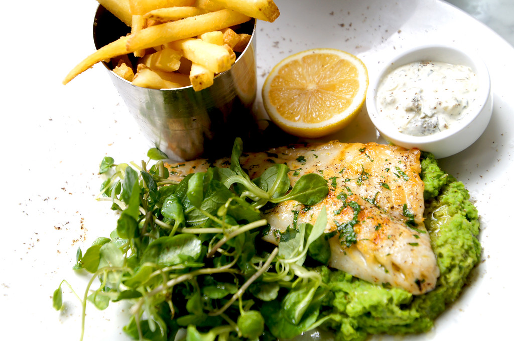 seabass pea puree and chips at no1 duke street richmond london picture 4