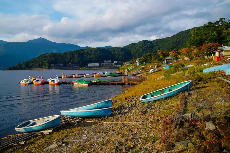 shore of lake kawaguchiko near Tokyo in Japan