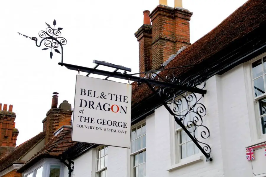sign post of the bel and dragon odiham hotel